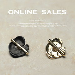 [Yisen] Xiaoxiang Lady Style Metal Black Button Blazer Women's Button Fur Coat Sweater Button