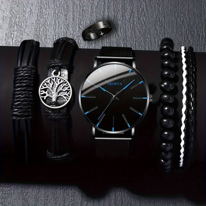 GENEVA Cross-border Hot Selling Watch Accessories suit Watch Men's Watch Mesh Band Watch Quartz Watch Explosions