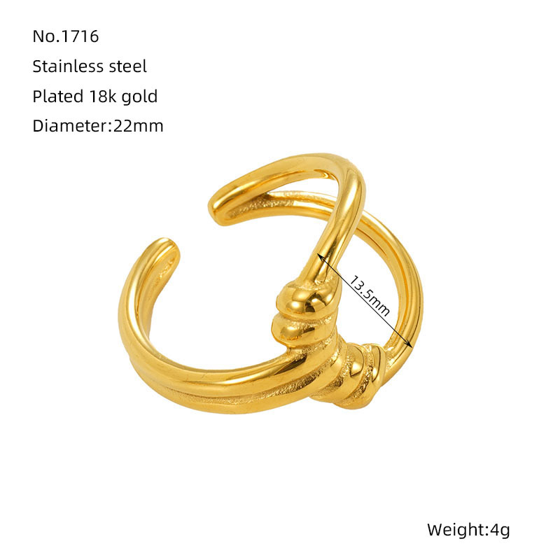 Diseño sentido geométrico anillo de anillo hueco de acero inoxidable al por mayor transfronterizo europeo y americano anudado cruzado anillo de acero de titanio femenino