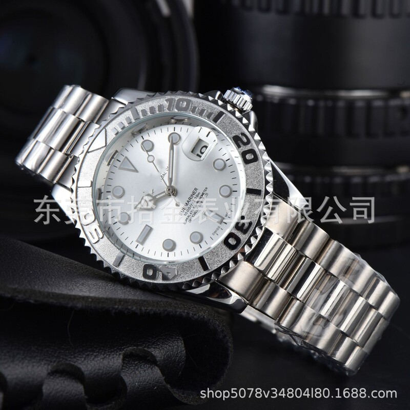 2024 New Foreign Trade Model Men's High-Quality Silicone Steel Strap 3-Hand Automatic Mechanical Watch Manufacturer Wholesale One