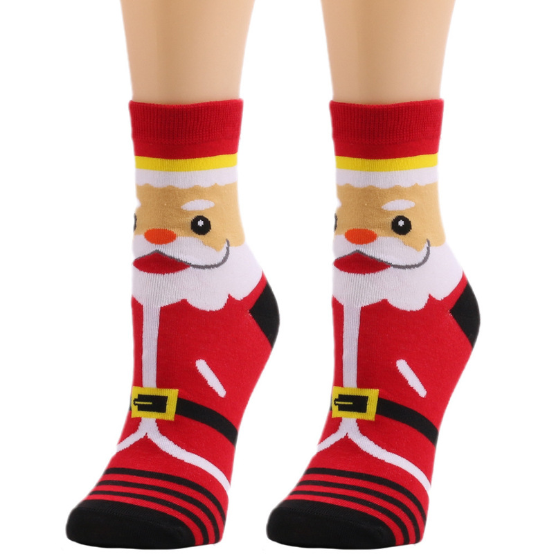 Cross-border European and American hot sale new fashion socks Christmas socks elk snowman women's socks personalized creative men's mid-calf socks