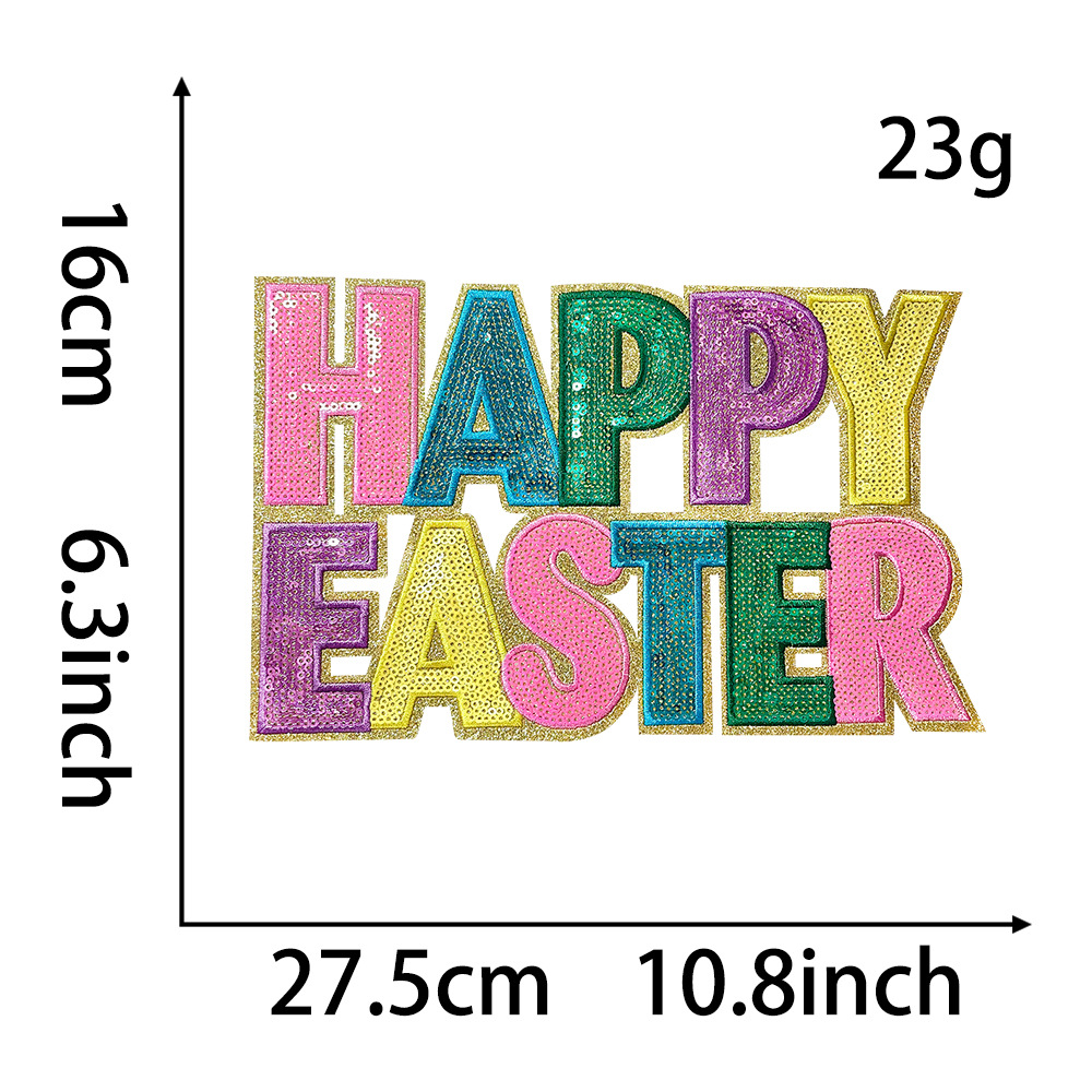 45g Weight Clothing Sticker Patches Classification 1 Piece Quantity Sequin Material Easter Festival Rabbit, Letter Pattern Simple Style, Classic Style Style 1 Piece Simple Style Classic Style Rabbit Letter Sequin Clothing Sticker Patches 无