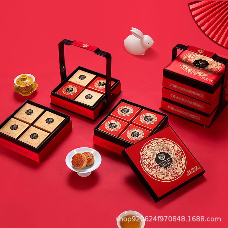稻香村月饼三层礼盒蛋黄莲蓉五仁黑芝麻月饼中秋节团购批发送礼|undefined
