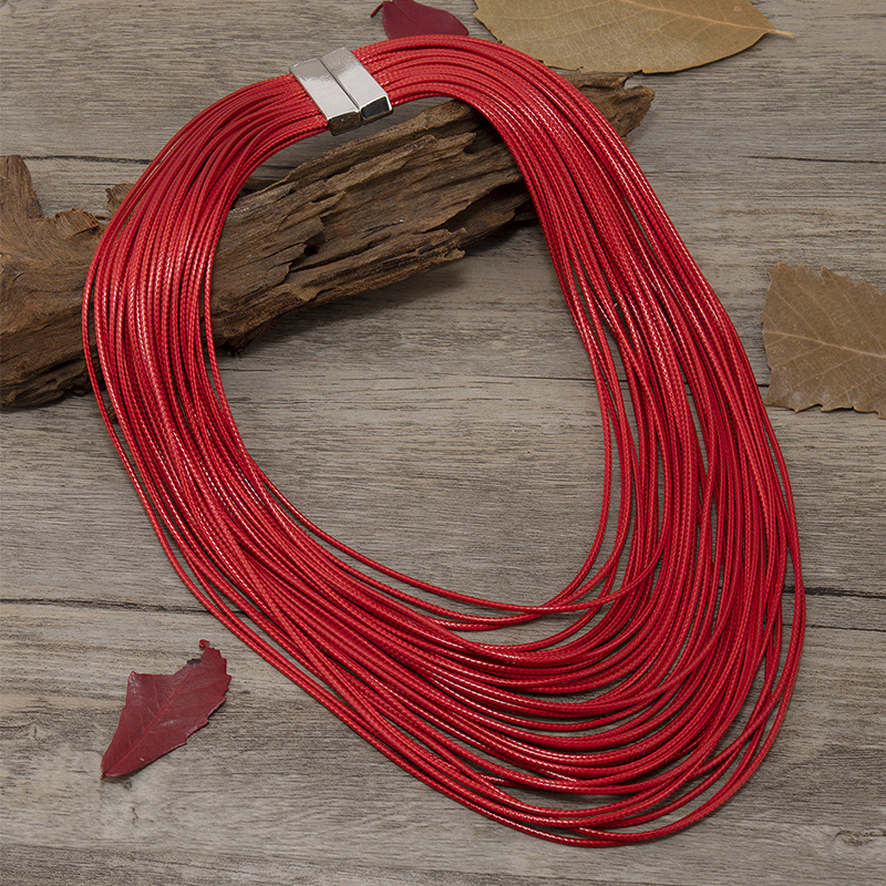 88g Weight Layered Necklaces Classification Travel Occasion Pu Leather, Alloy Material Geometric Pattern Women'S Gender Ethnic Style Style Ethnic Style Geometric Pu Leather Alloy Women's Layered Necklaces 4