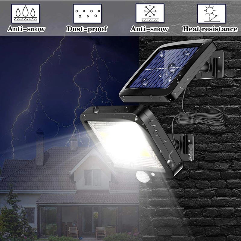 56led induction wall light waterproof split solar 100COB separated human body induction garden light garage light