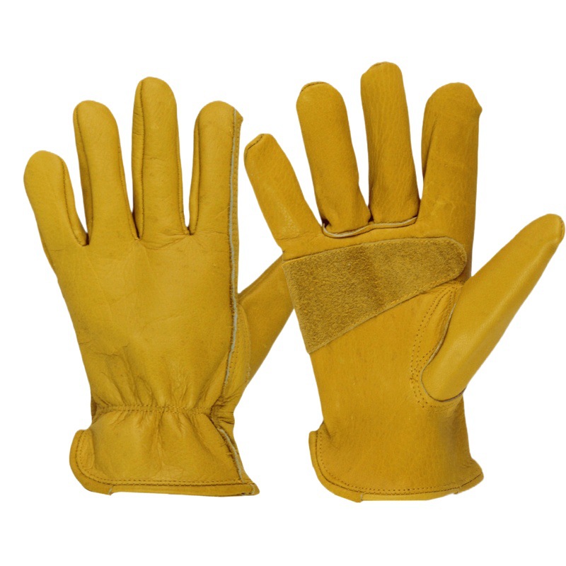 Comercio exterior Venta caliente BC grado amarillo Bullhead capa de cuero guantes de trabajo guantes de protección laboral fábrica al por mayor guantes de conductor