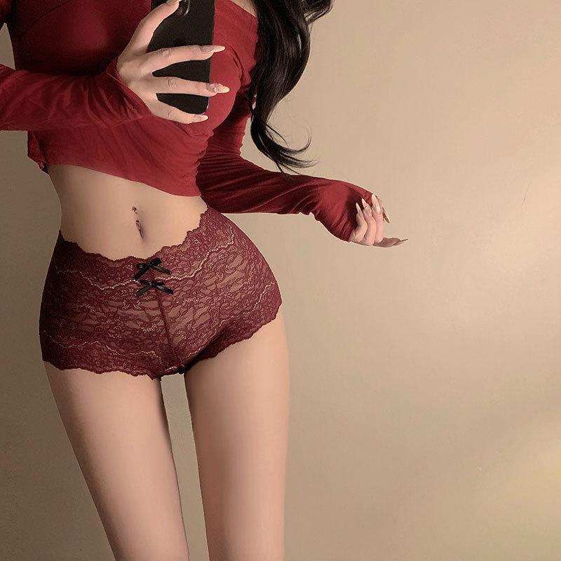 French Sexy Lace Women's Boxer Briefs Women's Bow Girl Mid-High Waist Pure Lust Hot Underwear Women French Sexy Lace Women's Boxer Briefs Women's Bow Girl Mid-High Waist Pure Lust Hot Underwear Women