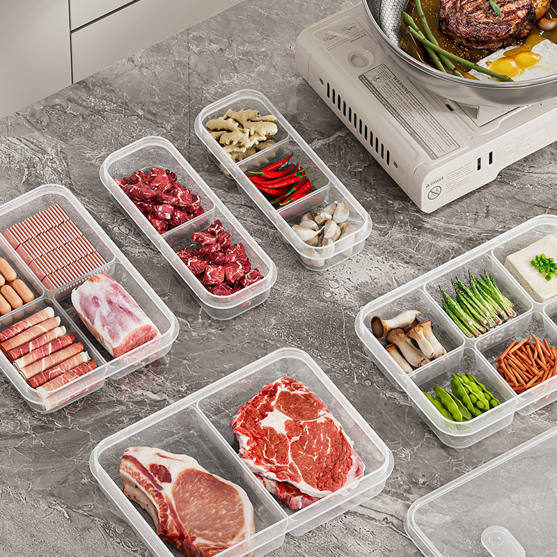 Caja de almacenamiento de alimentos frescos de plástico, caja de congelación de carne, caja de cocina, caja de almacenamiento, caja de preparación de verduras