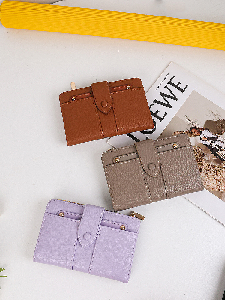 Comercio exterior bolso de damas largo nuevo bolso de tarjetas de color sólido de alta calidad multifunción gran capacidad bolso de tarjetas de cambio plegable