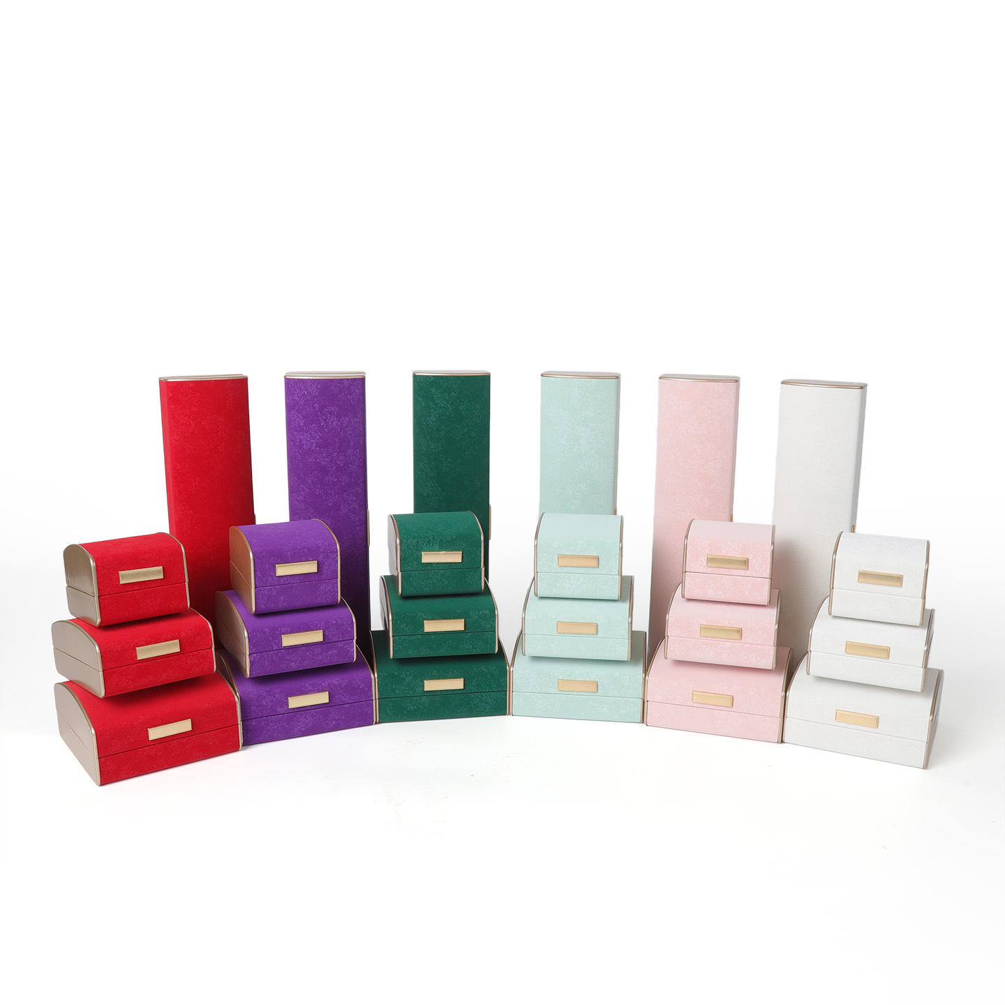Nuevo arco de copos de nieve oro etiqueta caja de joyería de cuero caja de anillo caja de collar caja de pulseras de alta calidad