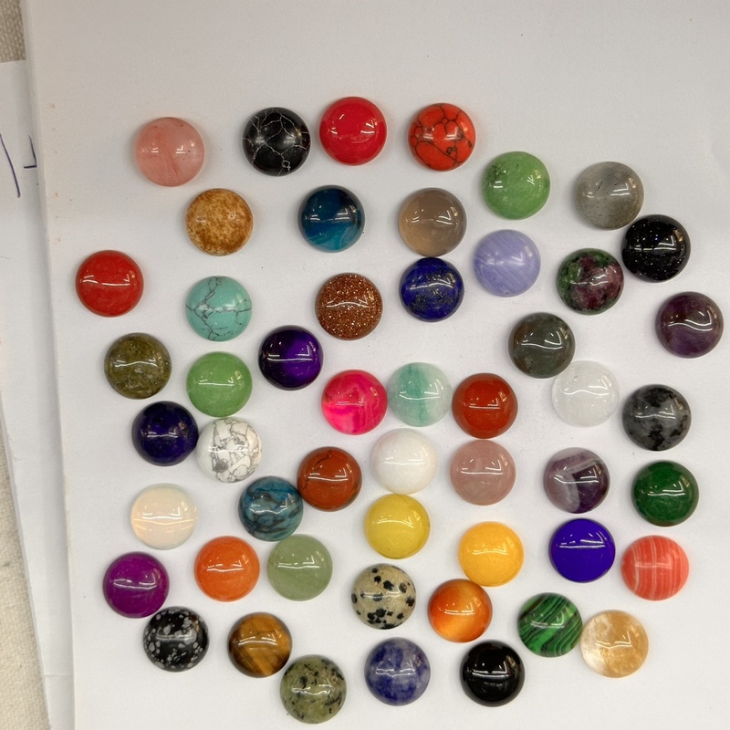 Cross-border factory direct natural Tiger Eye Stone multi-color round ring surface European and American agate bare stone accessories batch patch