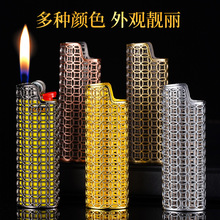 936-J6金钱币镂空机套金属加厚防爆比克J6机芯砂轮打火机套壳批发