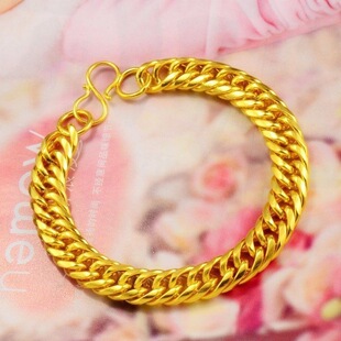 High-Quality Imitation Gold Bracelet, Bold Horsewhip Bracelet, Gold Bracelet, Men's Xizang-Style Plain Chain, Light Luxury Bracelet Gift