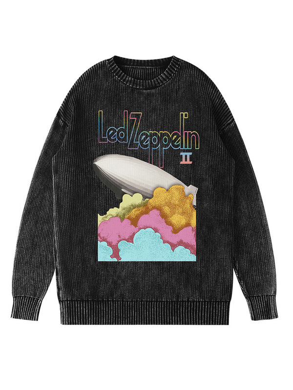 Autumn New Led Zeppelin Rock Washed Retro Men's and Women's Crew Neck Sweaters