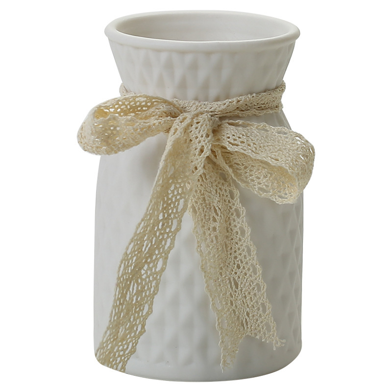 Vaso de cerámica blanca de lujo nórdica inswind floral creativa decoración floral simple alta sensación mayorista europea