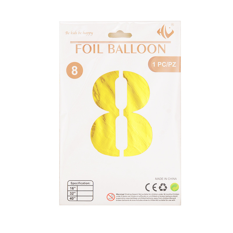 Tarjeta de papel digital de 40 pulgadas, embalaje independiente, película de aluminio, edición de tapa dura 0-9, decoración de fiesta grande, globos de papel de aluminio decorativos