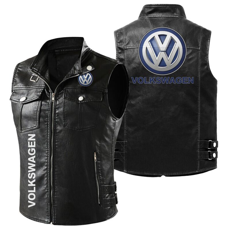 2023 spring and summer new non-fleece-lined high-end motorcycle leather vest motorcycle Knight all car logo PU Waistcoat Vest