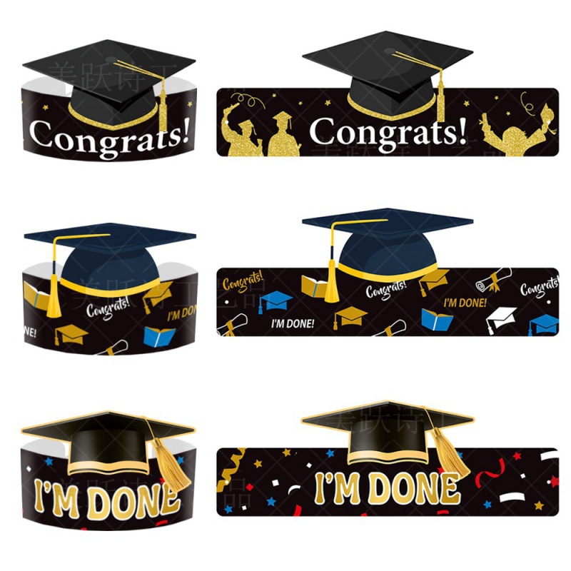 Nueva fiesta de graduación decoración sombrero de graduación decoración sombrero de papel bachillerato felicitaciones props de fotografía