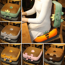 卡通动物双面凉席毛绒玩具椅子沙发透气坐垫办公用可爱水果坐垫靠