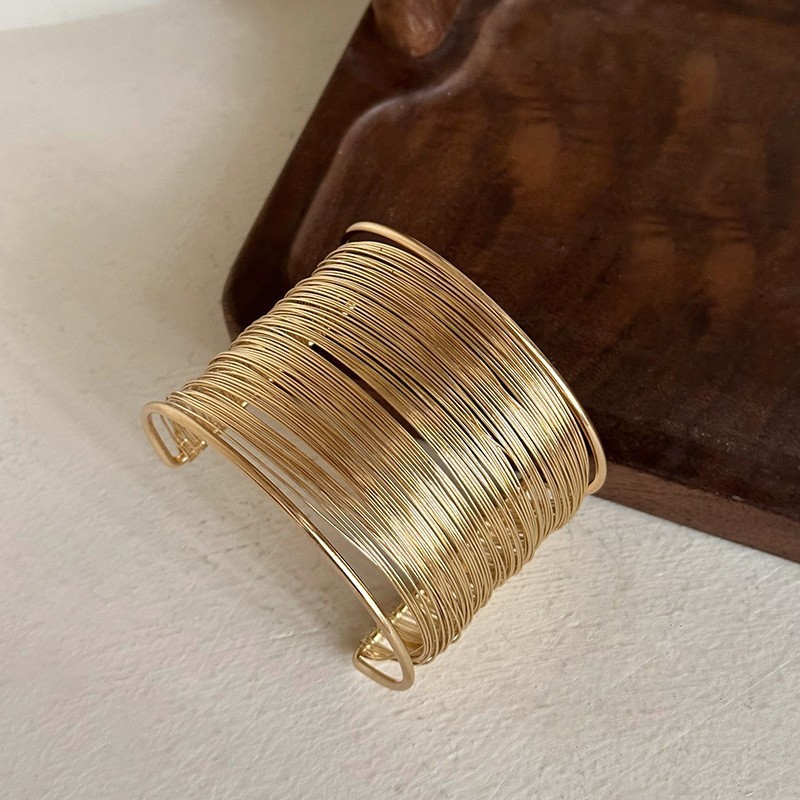 欧美多层铁线开口手镯时尚百搭夸张高级感手环个性设计感小众手饰|undefined