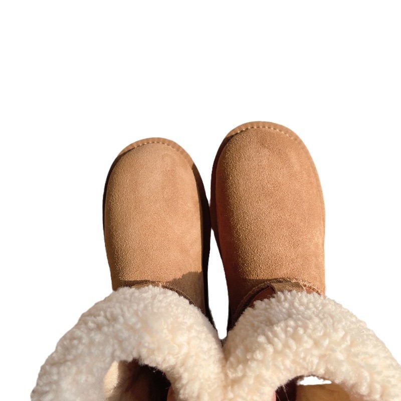 Winter New Thick Soled Height Increasing Knight Boots With Belt Buckle, Rolled Wool And Fur Integrated Snow Boots With Plush And Thickened Midsole_voghion.com