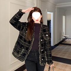 2025春秋季新款胖妹妹休闲时尚小香风大码时尚外套宽松女上衣开衫
