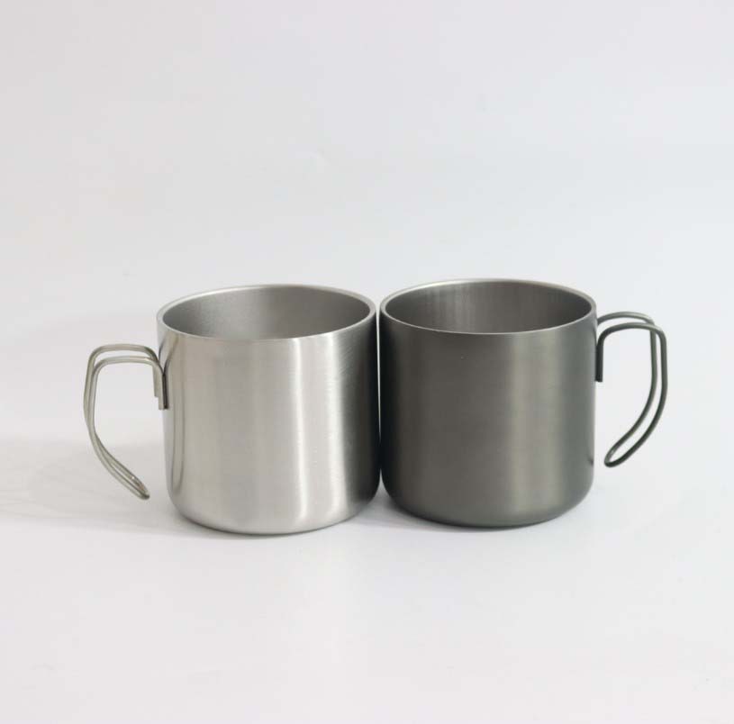 Manufacturers supply 304 stainless steel coffee cup 450ml double-layer thermal insulation Cup star bar cup steel wire handle Cup