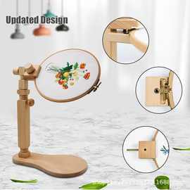 可调节绣花箍架十字绣立圈榉木刺绣箍架框架旋转针点框架支架