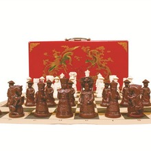 跨境国际象棋立体人物象棋清兵棋子皮革棋盘木制棋盒