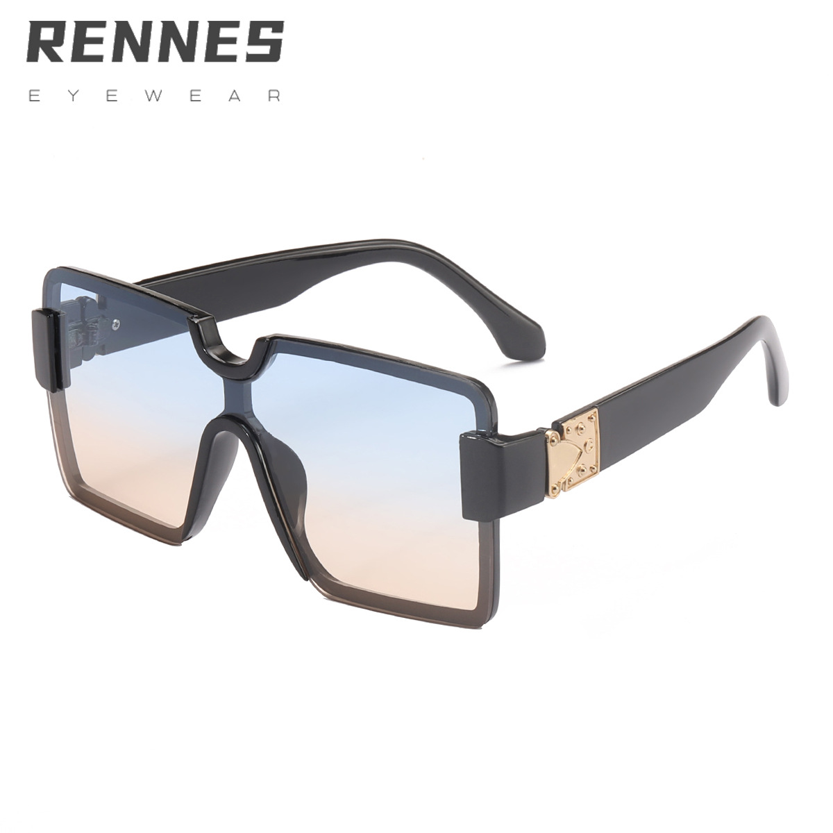 2022 nueva moda personalizada sin montura de una pieza gafas de sol cuadradas casual retro gafas de sol de tiro callejero 98060