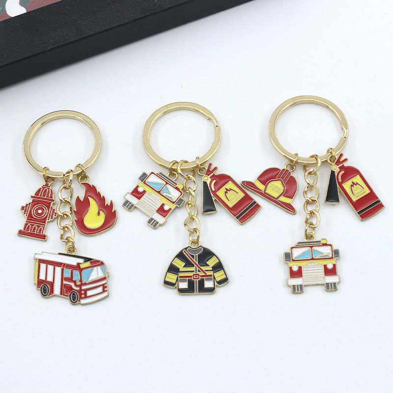 Creative Alloy Firefighter Keychain Fire Safety Promotion Fire Festival Event Commemorative Promotion Gift