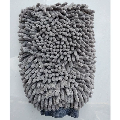 plus velvet car cleaning gloves | Car cleaning tools - grey-2619cm