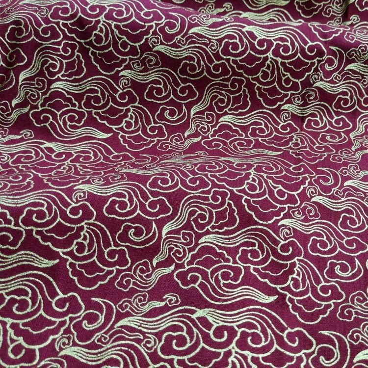 棉布烫金布 金色祥云和风面料两色现货批发