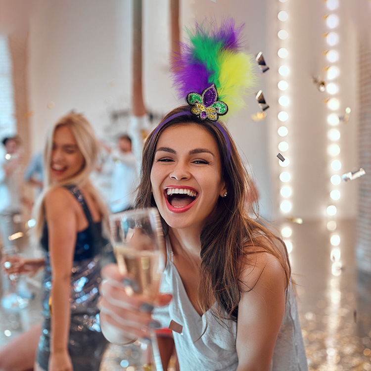Diadema de plumas de lentejuelas de fiesta de carnaval de Brasil especial transfronterizo tiara salvaje fiesta de San Patricio