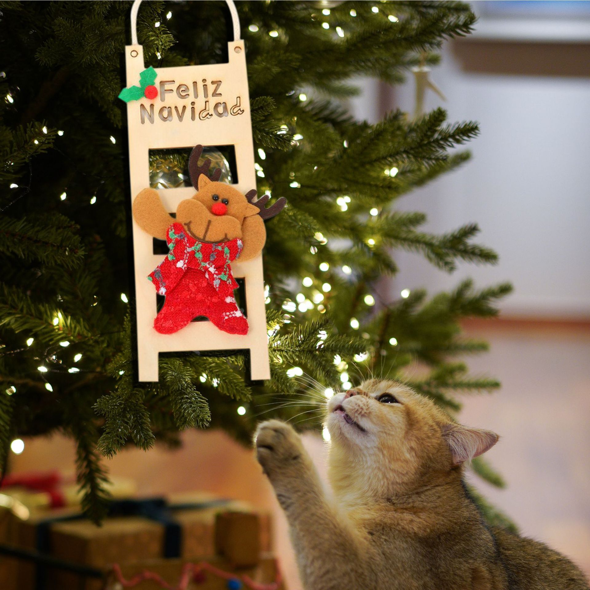 Navidad transfronteriza colgante de puerta de madera lindo muñeco de nieve alce de entrada colgante decoración de Navidad colgante de escalera de madera