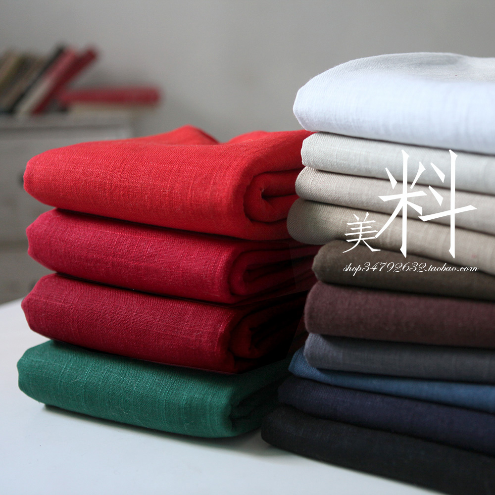 春秋红布棉麻布料佛布纯棉服装亚麻面料垂感风衣西服汉服春季色织