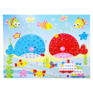 Children's Diamond Crystal Stickers 3D Adhesive DIY Sticker Material Package Toddler Toys Parent-Child Educational Crafts