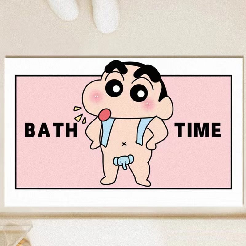 クレヨンしんちゃん漫画珪藻泥フロアマットかわいい浴室吸水性滑り止め速乾性フットマット家の装飾フロアマット|undefined