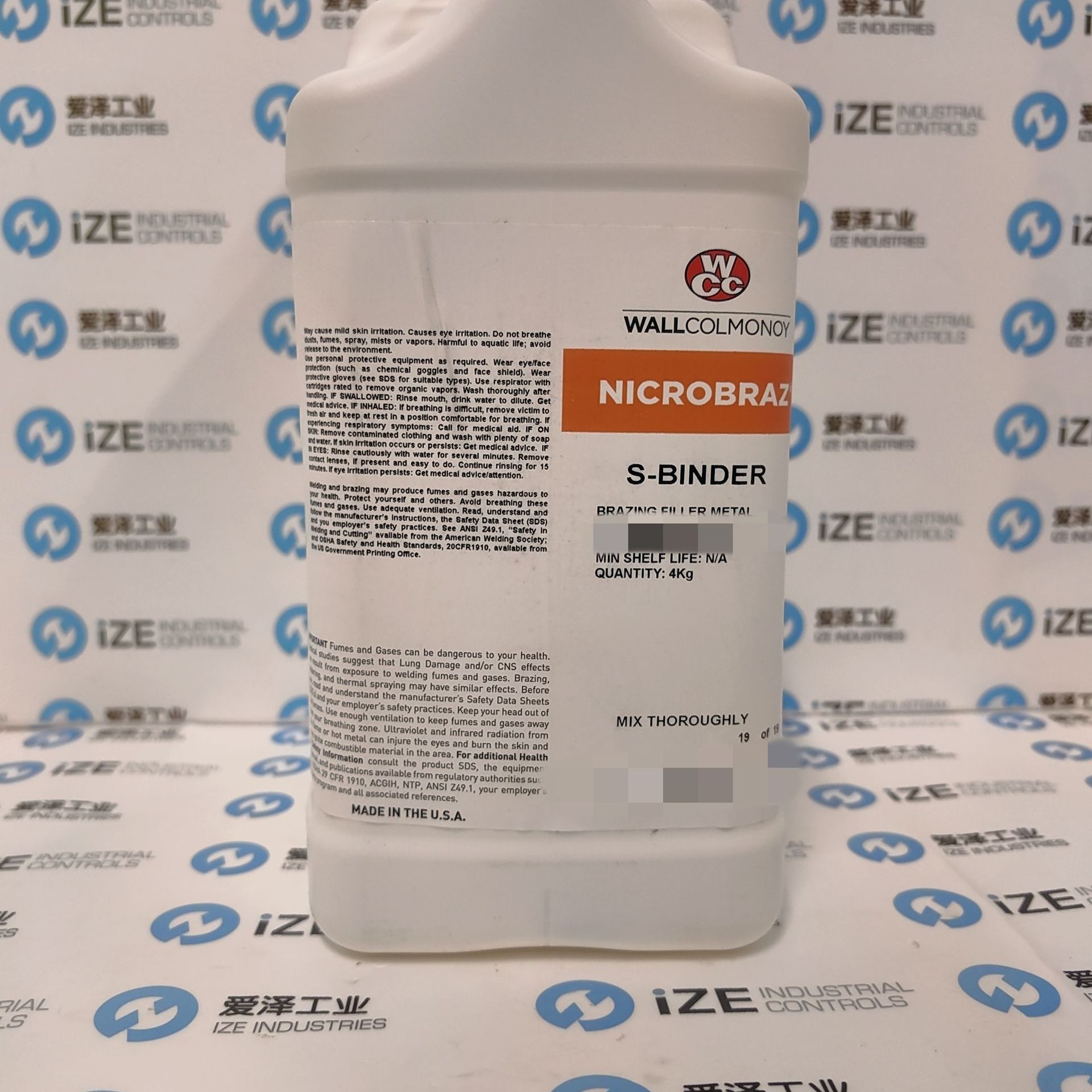 WCC粘黏剂NICROBRAZ S-BINDER 4KG原装