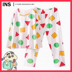 長袖のパジャマの女性の春と秋冬の大きいサイズのパジャマの女性の夏の韓国版の外は女性のパジャマを着て肥えた家の服のスーツをプラスします。