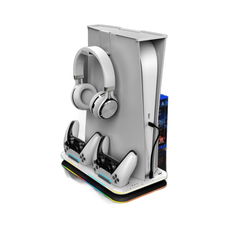 PS5 base de carga con luz RGB juego mango base de carga auriculares juego Disco soporte de almacenamiento accesorios de juego