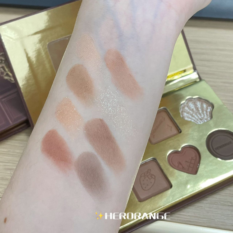 HERORANGE ~ Placa de sombra de ojos suave y elegante de ocho colores, rosa gris, color tierra, placa de reparación de alto brillo mate nacarada