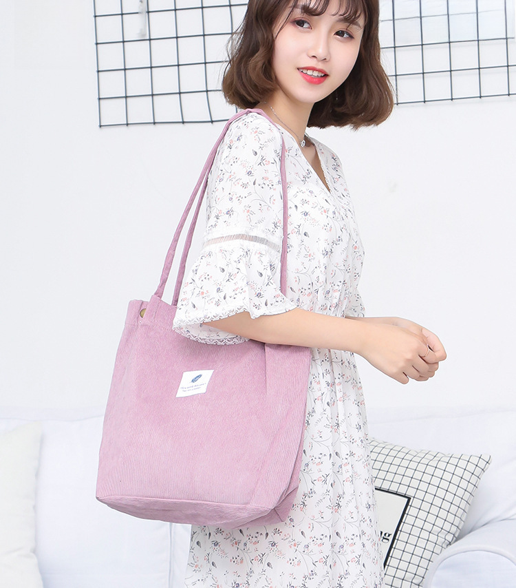 Cross-border Large Capacity Tote Bag All-match Student Bag Women Shopping Bag Canvas Bag Bag Corduroy Shoulder Bag_voghion.com