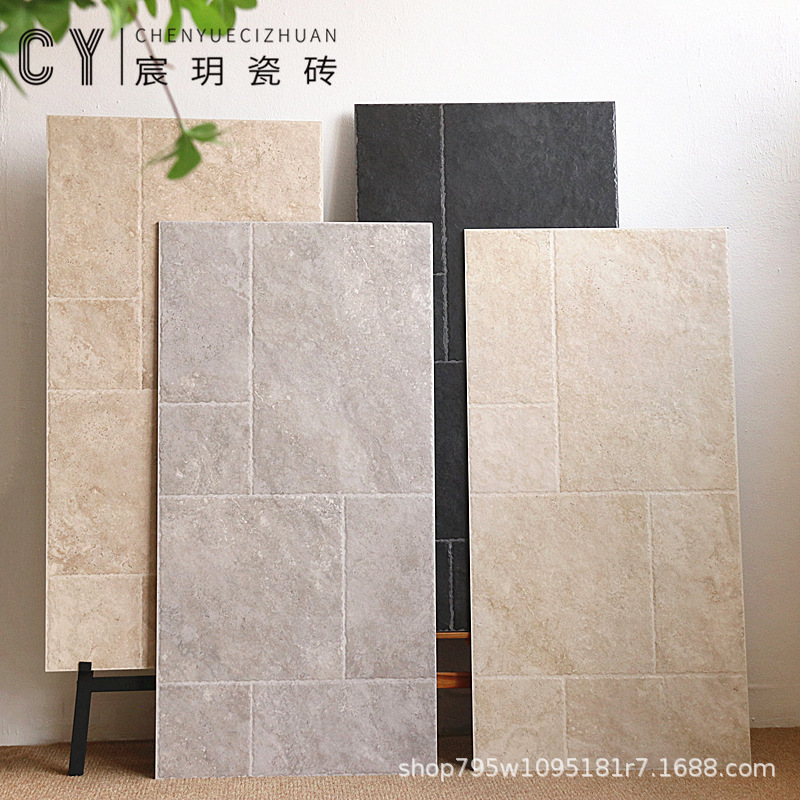 フランス風古代城レンガ ライムストーン アンティークレンガ 600×1200 B&B リビングルーム 床タイル 中庭 滑り止めタイル|undefined