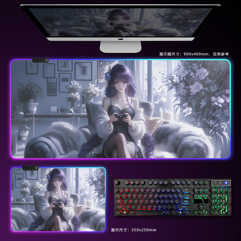 カラフルな RGB 発光マウスパッド Hinata 特大男性 e スポーツ インターネット カフェ FPS ゲーム二次元厚みのあるキーボード デスク マット|undefined