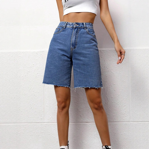 -20278 Trendy Women's Amazon Independent Store Loose Casual Washed Denim Five-Finger Denim Shorts