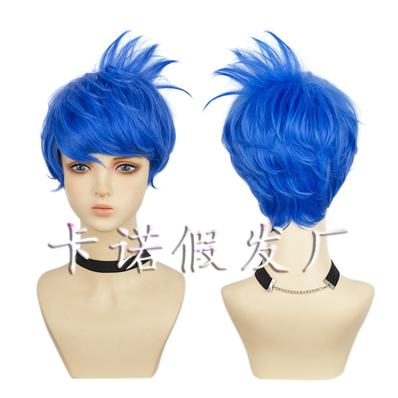 Inside Out 2 Blue Short Hair Anime Cosplay Wig Happy Mood Lele Cosplay Hair Set