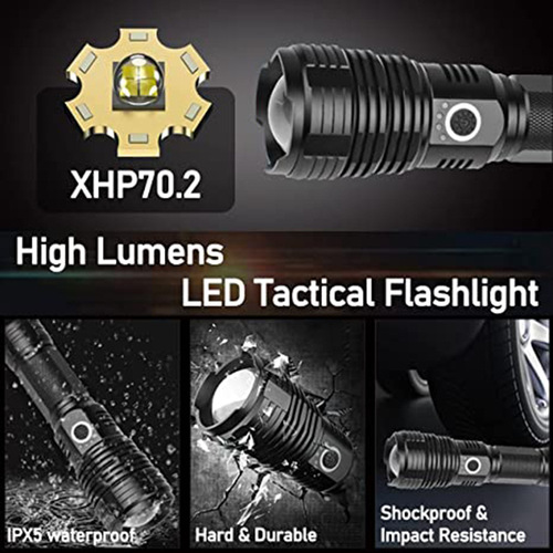 Cross-border P70 Outdoor High-Intensity Flashlight Multi-functional Telescopic High Power Ultra-bright Charging XHP70 High-Intensity Flashlight