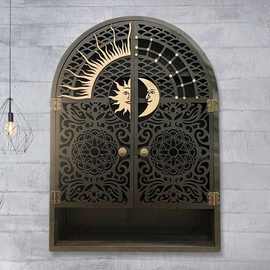 跨境热销木质多层水晶装饰架太阳月亮置物架家居壁挂式展示架