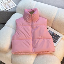 亚马逊欧美外贸棉马夹2025秋冬女装棉马甲坎肩短款无袖棉服背心女